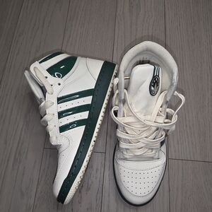 Adidas High Top Sneakers White with Dark Green Accents